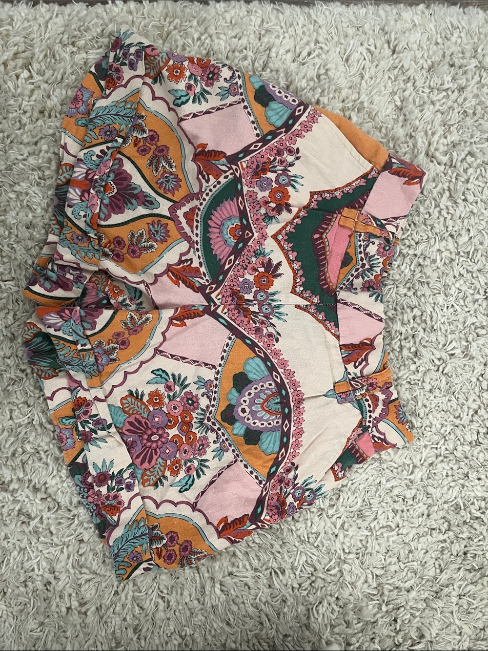 Floral Paisley Linen Shorts